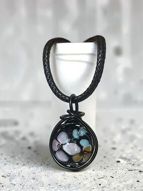 5 For $25💫Black Wrapped Floral Lampwork Pendant